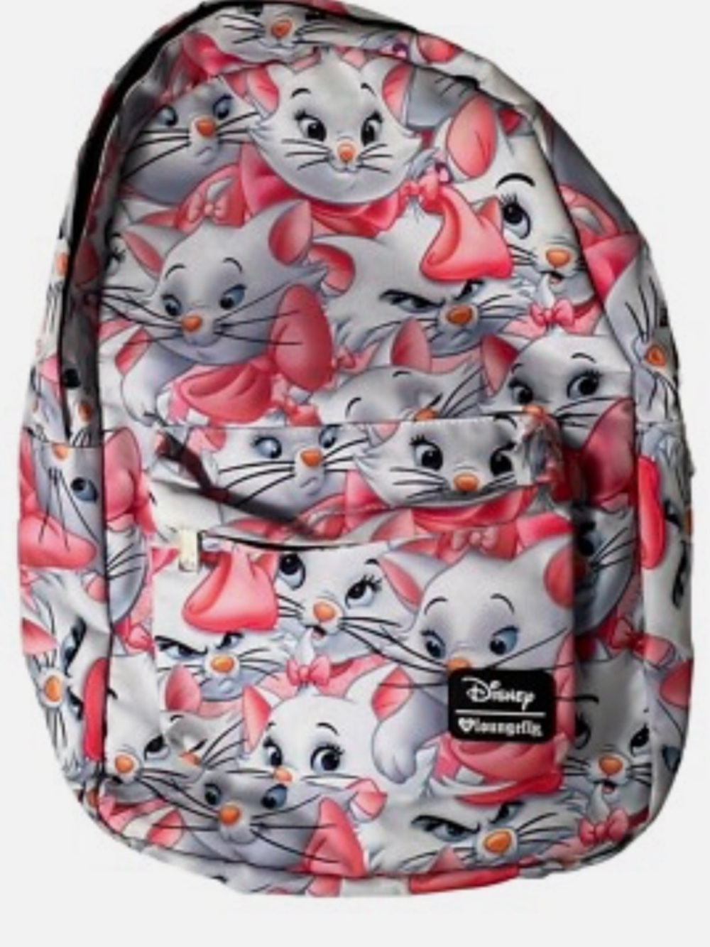Disney Marie Cat Print Backpack in White & Pink Loungfly
